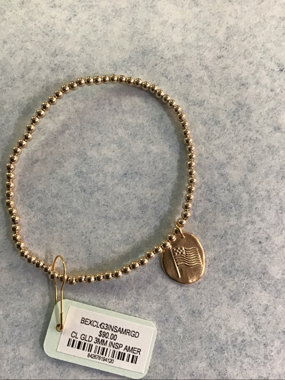 Enewton Extends Size Gold beaded bracelet Flag dangle